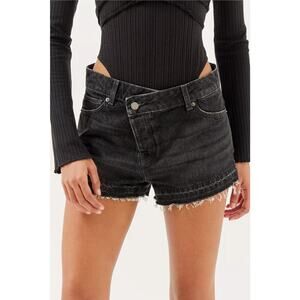 BDG Urban Outfitters Asymmetrical A-Line Cutoff Denim Short Black Size 27